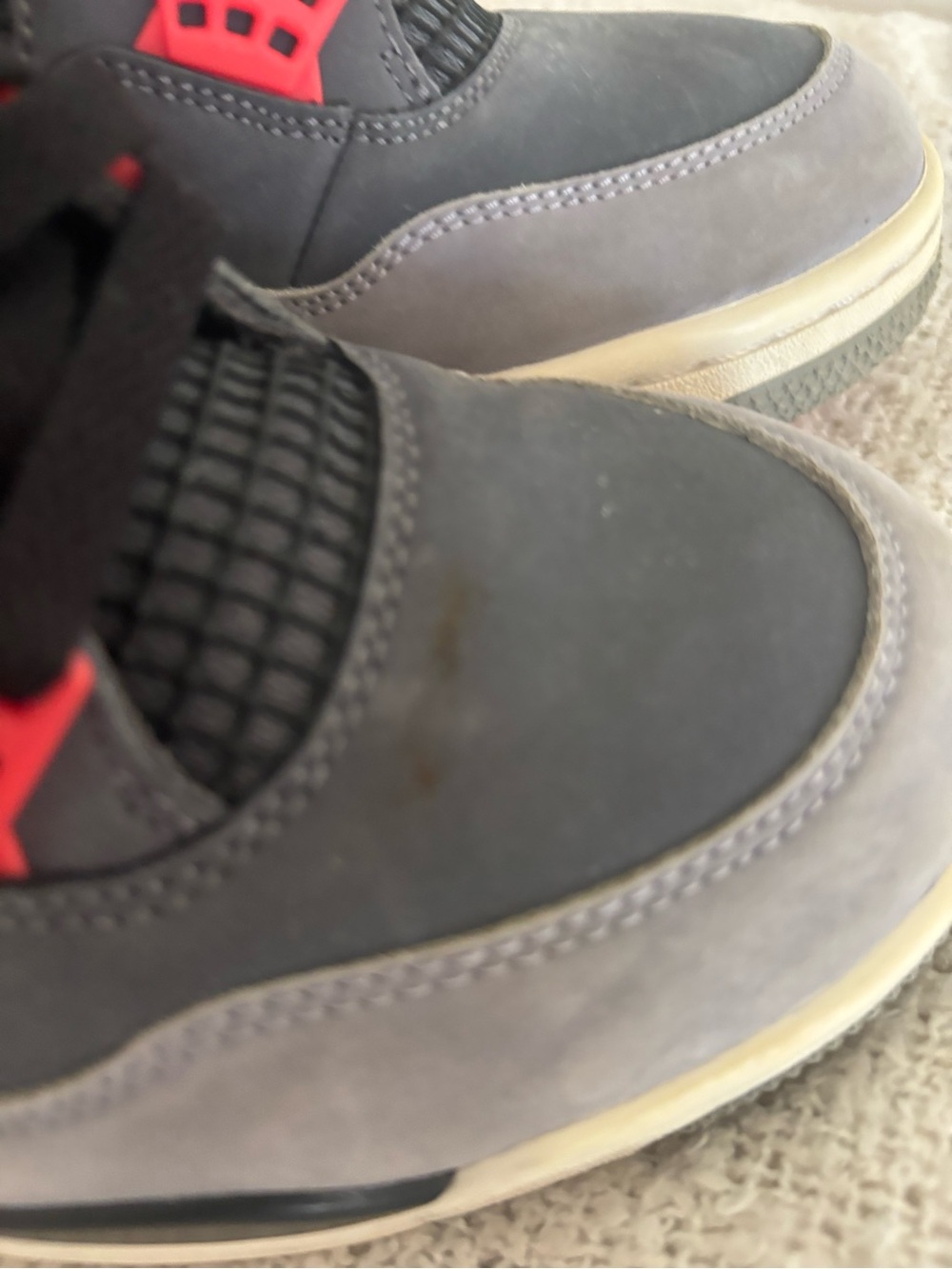 Jordan Retro Sneakers - Grey with Black and Red Accents - Picture 10 of 10